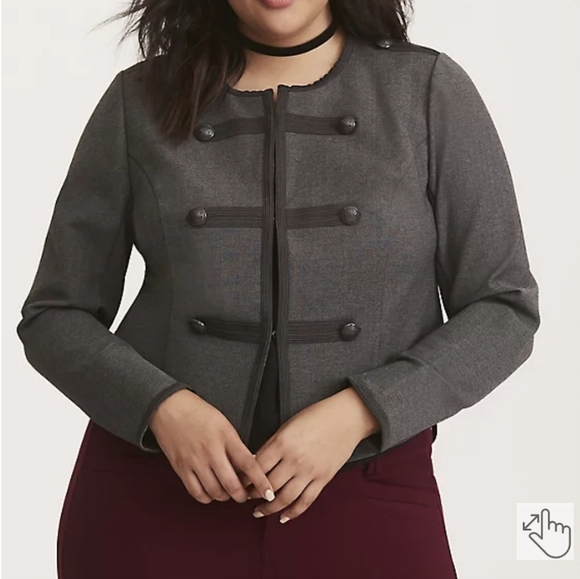 NWT Torrid Grey Ponte Fitted Military Style Jacket Women's plus size 3X - Picture 3 of 17
